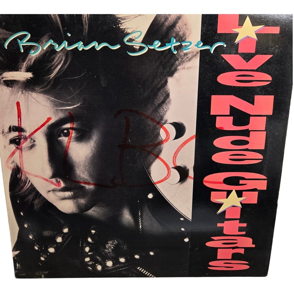Brian Setzer Live Nude Guitars Vinyl LP EMI Manhattan E1 46963 Rockabilly Tested
